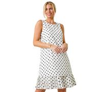 Roman Petite Spot Print Pleated Shift Dress In Ivory Ivory 8