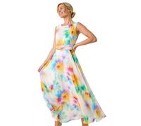 Roman Petite Floral Ruched Midi Dress In Ivory Ivory 16