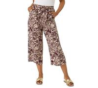 Roman Petite Spot Print Stretch Culottes for Women UK - Ladies Everyday Holiday Spring Summer Comfy Soft Evening Vacation Work Party Cropped - Petite Chocolate - Size 14