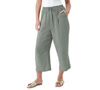 Roman Petite Spot Print Stretch Culottes for Women UK - Ladies Everyday Holiday Spring Summer Comfy Soft Evening Vacation Work Party Cropped - Petite Khaki - Size 16