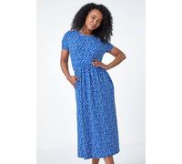 Roman Petite Spot Print Stretch Midi Dress In Royal Royal