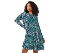 Roman Petite Spot Print Swing Stretch Dress In Teal Teal 12