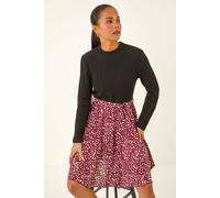 Roman Petite Spot Print Tie Front Dress In Burgundy Burgundy 16