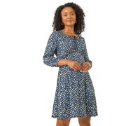 Roman Petite Spot Tie Front Dress In Blue Blue 18