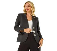 Roman Petite Statement Button Blazer In Black Black 8
