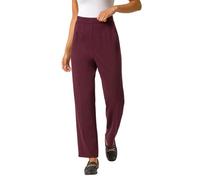 Roman Petite Straight Leg Ponte Stretch Trouser for Women UK - Ladies Everyday Autumn Winter Comfy Soft Evening Vacation Work Party Night Out - Petite Wine - Size 14