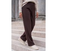 Roman Straight Leg Ponte Stretch Trouser for Women UK Ladies Pull on Bottoms Smart Autumn Winter Evening Work Office Business Formal Inteview Party Night Going Out - Petite Chocolate - Size 16