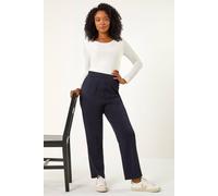 Roman Petite Straight Leg Ponte Stretch Trouser for Women UK - Ladies Everyday Autumn Winter Comfy Soft Evening Vacation Work Party Night Out - Petite Navy - Size 10