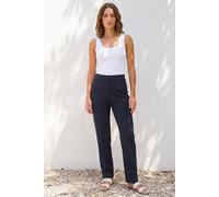 Roman Straight Leg Ponte Stretch Trouser for Women UK - Ladies Pull on Bottoms Casual Smart Autumn Winter Evening Work Office Inteview Party Night Going Out Soft Classic - Petite Navy - Size 8