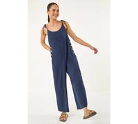 Roman Petite Strappy Tie Button Jumpsuit In Navy Navy 18