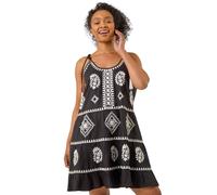 Roman Petite Strappy Trim Detail Tiered Dress In Black Black 18