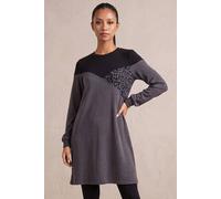 Petite Stretch Animal Colour Block Knit Dress Roman Dark Grey 12