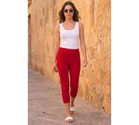 Roman Cropped Jeggings for Women UK Ladies Capri Stretchy Jeans Denim Legging Cotton Summer Trouser Three Quarter 3/4 Length Pull On Cut Off High Waist Smart - Petite Red - Size 12