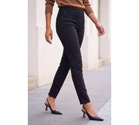 Roman Originals Jeggings for Women UK Jean Ladies Stretchy Trousers Denim Leggings High Waist Rise Pull On Skinny Straight Leg Cotton Pants Smart Casual - Petite Jet Black (28 inch) - Size 10