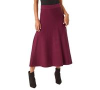Roman Originals Knitted Skirt for Women UK Ladies Midi Maxi Full Length Winter Autumn A-Line Swing Pull On Smart Casual Work Office Elasticated Waist Flattering Knit Knitwear - Petite Wine - Size 14