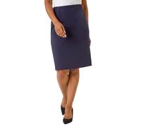 Roman Petite Stretch Pencil Skirt for Women UK - Ladies Autumn Everyday Winter Holiday Knee Length Comfy Elastic Waist Soft Flattering Fit Office Desk Skirts - Navy - Size 10