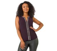 Roman Petite Stretch Sparkle Trim Top In Plum Plum 14