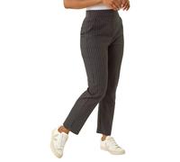 Roman Petite Stripe Bengaline Stretch Trouser In Black Black 12