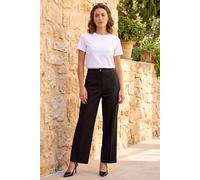 Roman Women's Petite Stripe Bengaline Stretch Trouser in Black | Size: 16 Roman Black 16