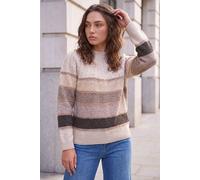 Roman Women's Petite Stripe Cable Knit Jumper in Stone | Size: 10