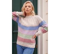 Roman Women's Petite Stripe Cable Knit Jumper | Size: 18
