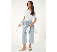Roman Women's Petite Stripe Cropped Wide Leg Trouser in Blue | Size: 12 Roman Blue 12