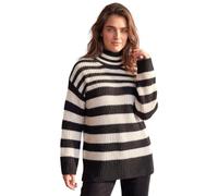 Roman Women's Petite Stripe High Neck Jumper in Black | Size: 18
