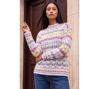 Roman Petite Stripe Knit Jumper for Women UK - Ladies Everyday Autumn Winter Round Neckline Comfy Soft Evening Vacation Work Party Night Out - Petite Purple - Size 14
