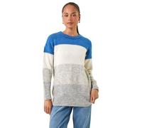 Roman Petite Stripe Knitted Jumper for Women UK - Ladies Everyday Autumn Winter Round Neckline Comfy Soft Evening Vacation Work Party Night Out - Petite Grey - Size 12
