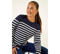 Petite Stripe Knitted Jumper Roman Navy 14