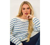 Roman Petite Stripe Metallic Knit Jumper for Women UK - Ladies Autumn Everyday Winter Holiday Round Neckline Comfy Long Sleeve Soft Warm Feel Sweater Cold Night Jumpers - Ivory - Size 18