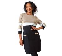 Roman Petite Stripe Print Pocket Jumper Dress In Camel Camel 18