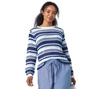 Roman Petite Stripe Print Stretch Knit Jumper In Navy Navy 18
