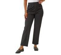 Roman Petite Stripe Print Stretch Trousers for Women UK - Ladies Everyday Autumn Winter Comfy Soft Evening Vacation Work Party Night Out - Black - Size 16