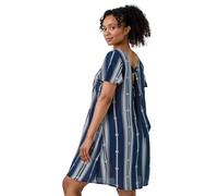 Roman Petite Stripe Print T-Shirt Dress In Navy Navy 8
