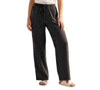 Roman Petite Stripe Pull On Stretch Trouser for Women UK - Ladies Everyday Holiday Spring Summer Comfy Soft Evening Vacation Work Party - Petite Stripe Black - Size 18