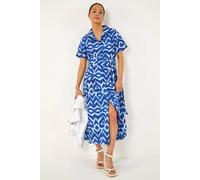 Roman Petite Stripe Tie Waist Shirt Dress In Blue Blue 18