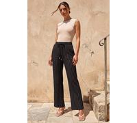 Roman Women's Petite Stripe Wide Leg Stretch Trouser in Black | Size: 8