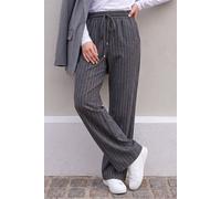 Roman Petite Stripe Wide Leg Stretch Trouser In Grey Grey