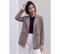 Roman Petite Suedette Lightweight Collared Jacket Taupe