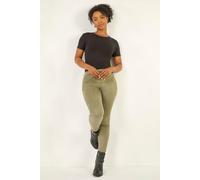 Roman Petite Faux Suede Stretch Jeggings for Women UK - Ladies Everyday Autumn Winter Comfy Soft Evening Vacation Work Party Night Out - Petite Khaki - Size 18