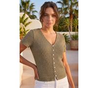 Roman Women's Petite Textured Button Through Blouse in Khaki | Size: 18 Roman Khaki 18
