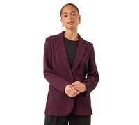 Roman Petite Textured Buttoned Blazer for Women UK - Ladies Everyday Autumn Winter Revered Collar Comfy Soft Evening Vacation Work Party Night Out - Petite Plum - Size 10