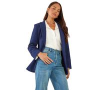 Roman Petite Textured Buttoned Blazer In Navy Navy 10