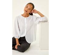 Roman Petite Textured Buttoned Blouse In White White