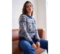 Roman Petite Textured Geo Jumper In Navy Navy