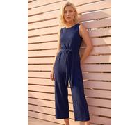 Roman Women's Petite Textured Jumpsuit in Navy | Size: 14 Roman Navy 14