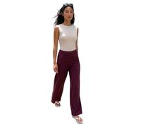 Roman Petite Textured Stretch Trouser for Women UK - Ladies Everyday Holiday Spring Summer Comfy Soft Evening Vacation Work Party - Petite Wine - Size 16