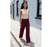 Roman Petite Textured Stretch Trouser for Women UK - Ladies Everyday Holiday Spring Summer Comfy Soft Evening Vacation Work Party - Petite Wine - Size 16