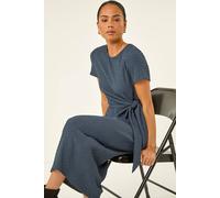 Roman Women's Petite Textured Tie Side Dress in Grey | Size: 14 Roman Grey 14